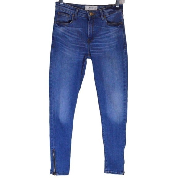MANGO Skinny Crop Ankle Jeans‎ with Ankle Zippers, Medium Wash - Size 2 - Picture 3 of 9